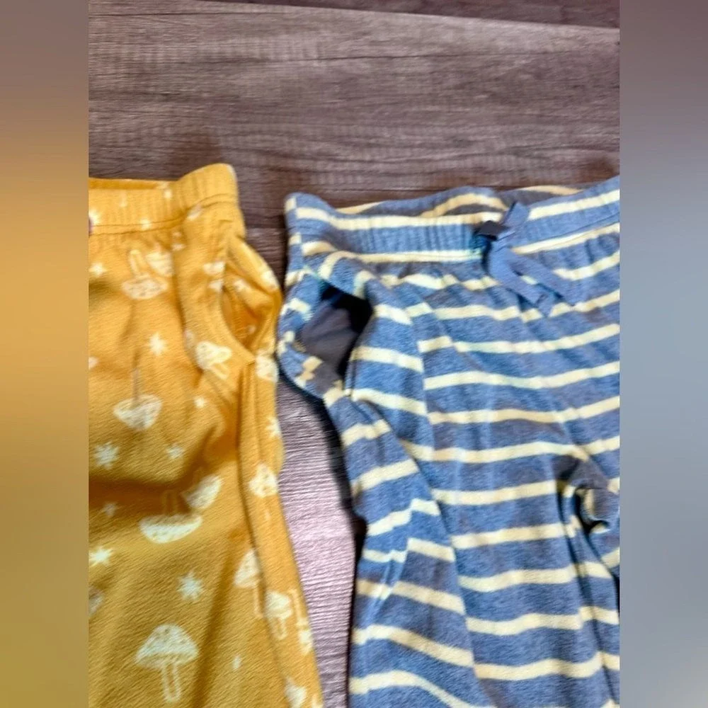 Old Navy Girls 2 Pack Fleece Pajama Jogger Pants Mushroom Stripe Yellow Blue M 8